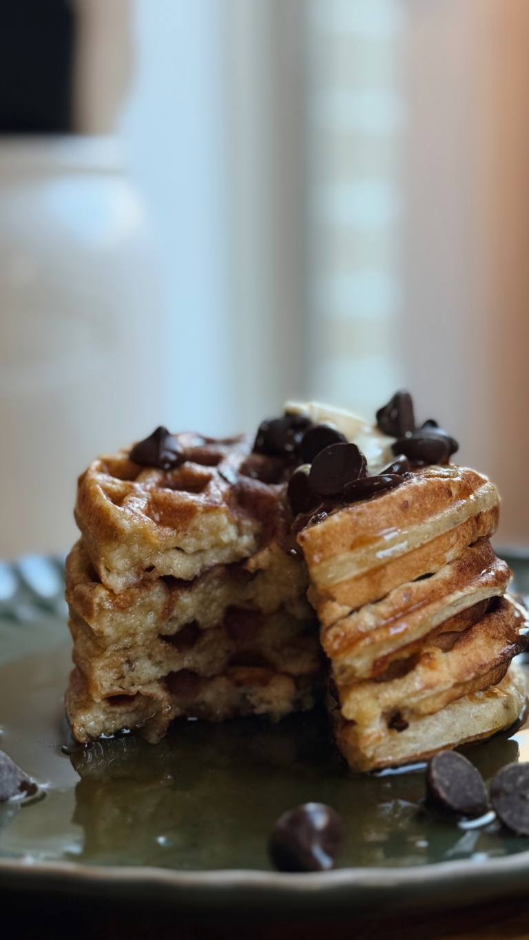 Banana Cottage Cheese Waffles