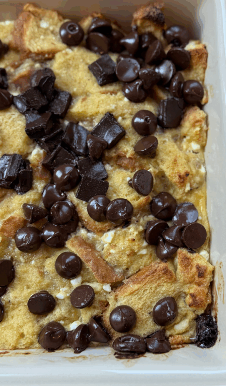 Banana Cottage Cheese French Toast Bake