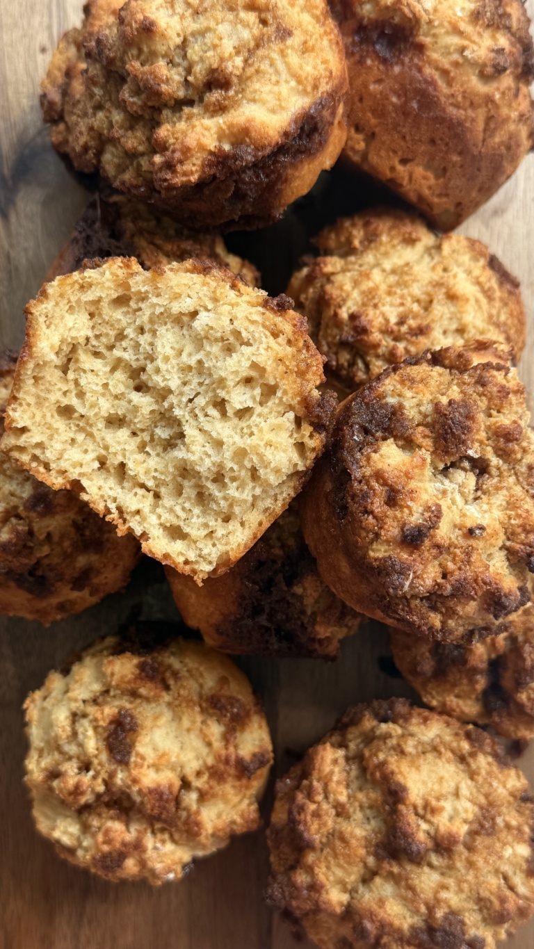 Cinnamon Roll Protein Pancake Muffins