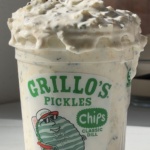 High-protein Grillo pickle dip made with cottage cheese and a full 32 oz tub of dill pickles