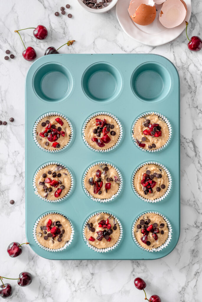 Cherry Chocolate Chip Protein Muffins