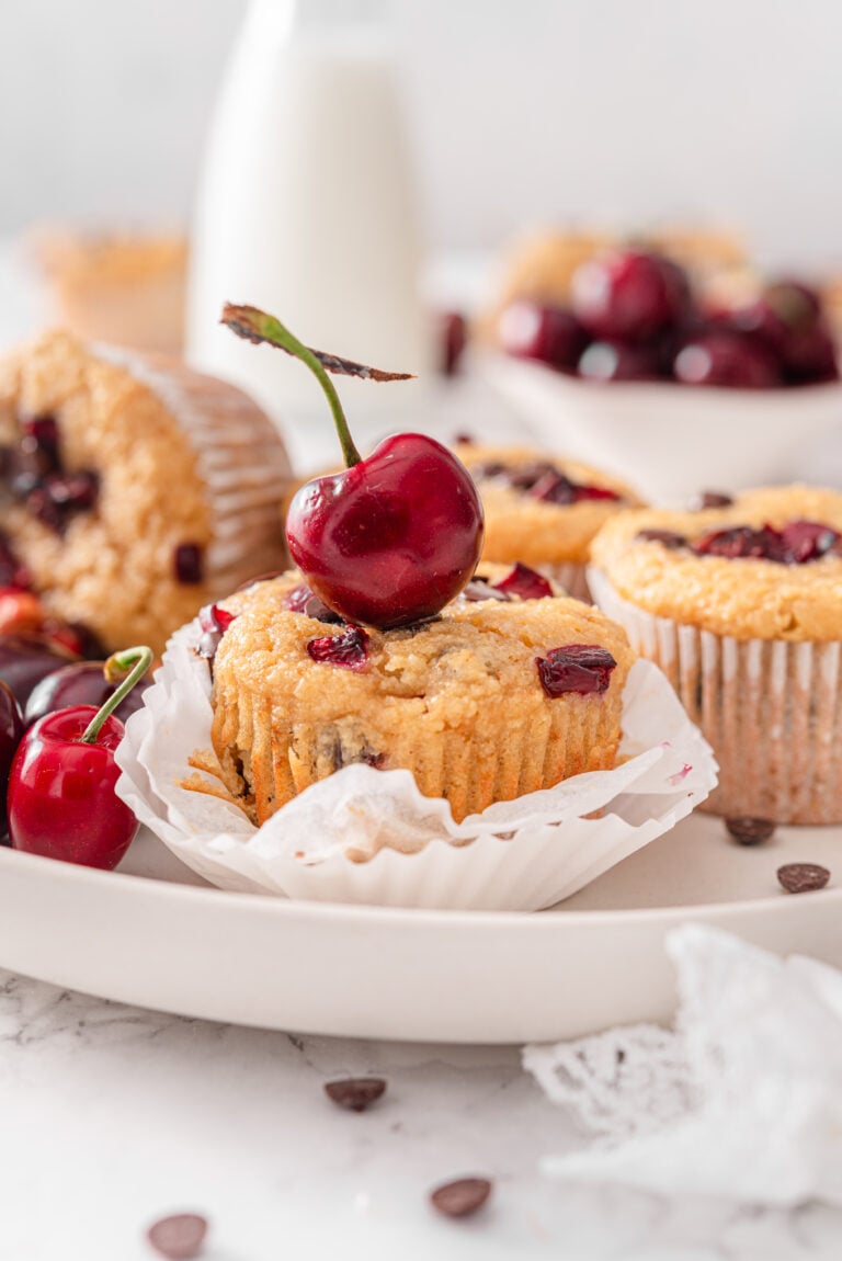 Cherry Chocolate Chip Protein Muffins