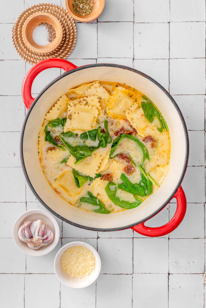Creamy Tuscan Ravioli Soup
