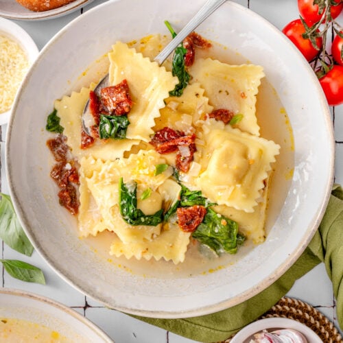 Creamy Tuscan Ravioli Soup