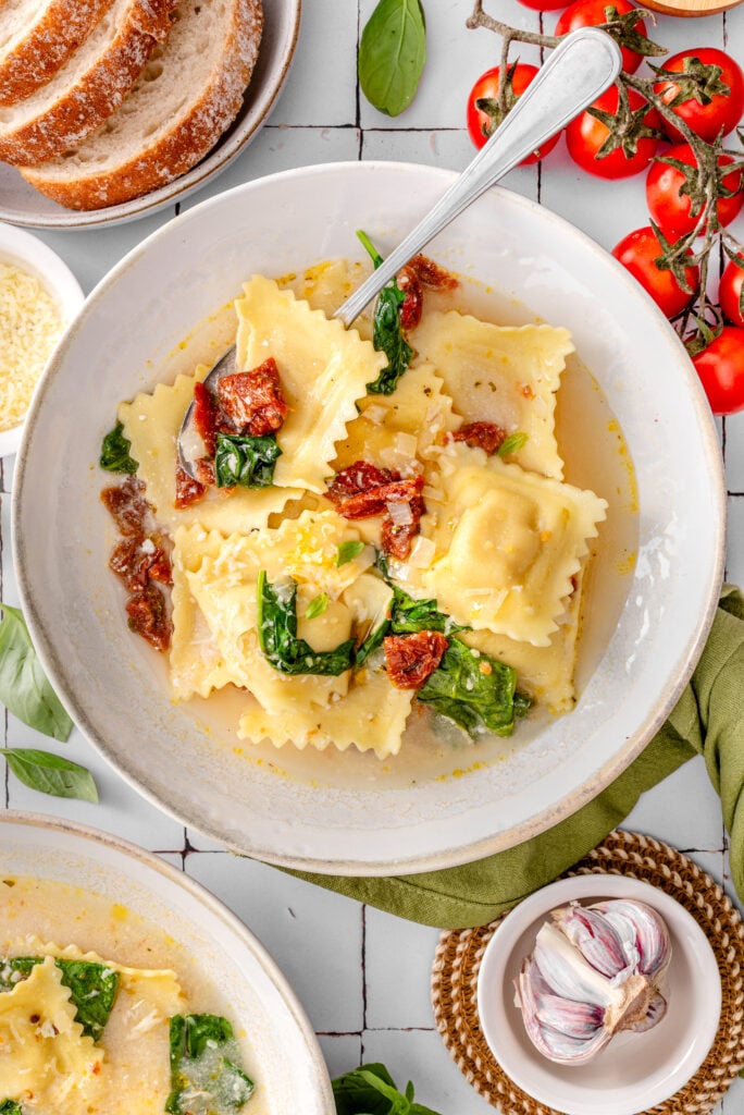 Creamy Tuscan Ravioli Soup