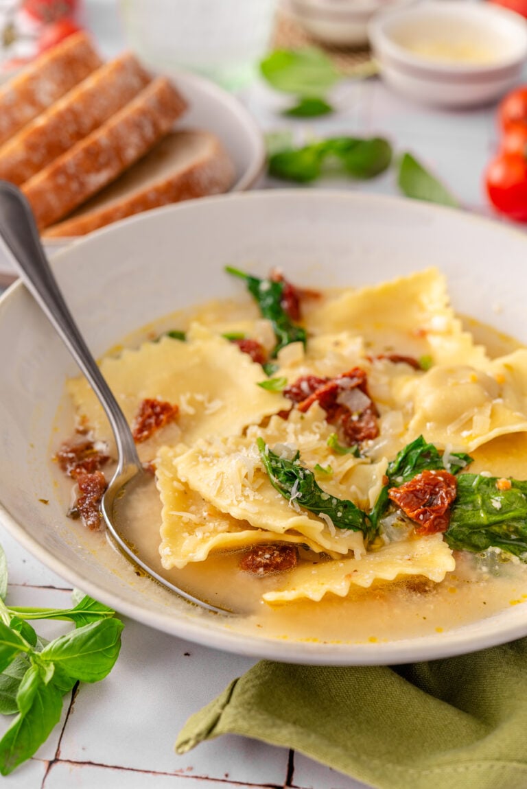 Creamy Tuscan Ravioli Soup