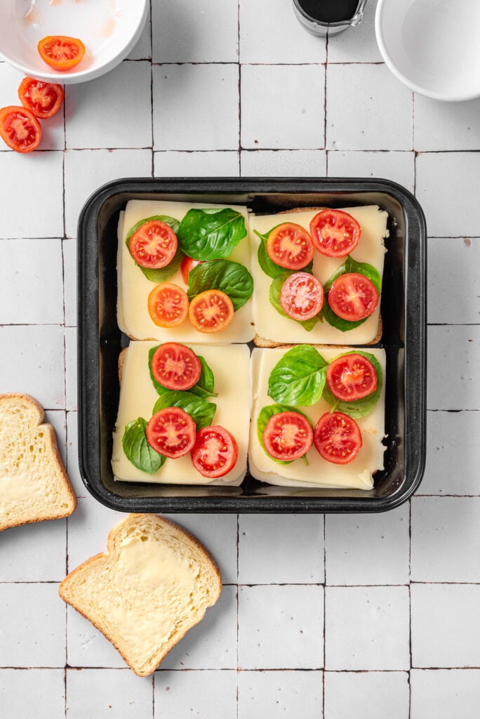 Sheet Pan Tomato Basil Grilled Cheese