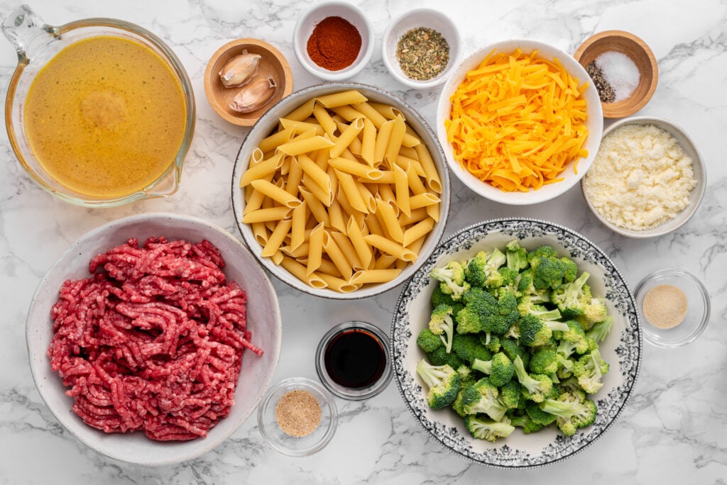Beef and Broccoli Pasta Bake Prep