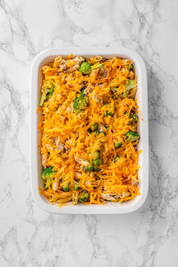Beef and Broccoli Pasta Bake Prep