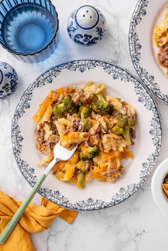 Beef and Broccoli Pasta Bake Prep