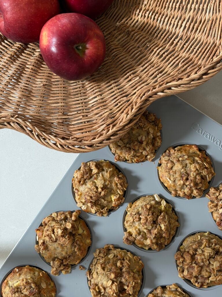 Apple crumble muffins with oat pecan streusel