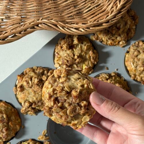 Apple crumble muffins with oat pecan streusel